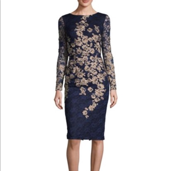 Xscape Dresses & Skirts - Xscape embroidered floral long sleeve dress